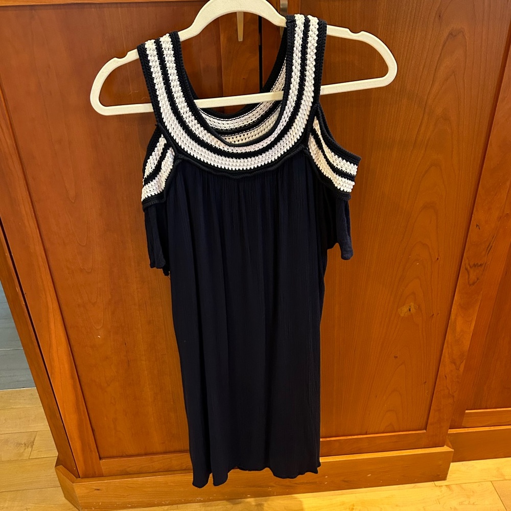 Cold shoulder navy dress/cover up!